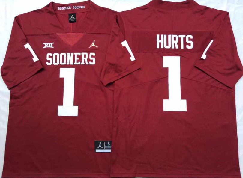 NCAA Men Oklahoma Sooners Red #1 HURTS